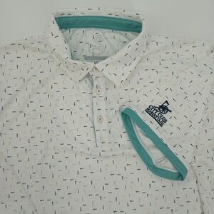 Swannies Co Mens Large Golf Polo Shirt White All Over Golf Tee Print Sleeve lofo